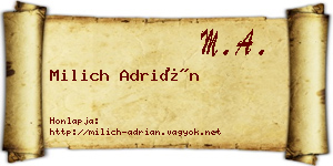 Milich Adrián névjegykártya